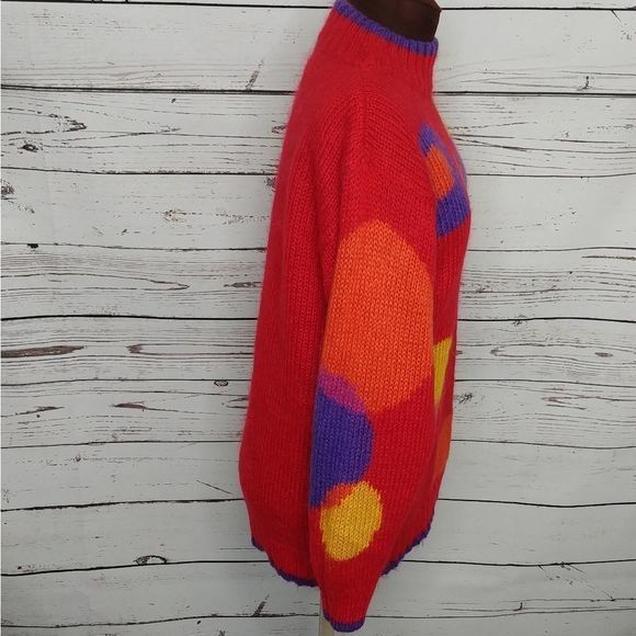 Vintage Tarazzia Red Geometric Mohair Sweater - Picture 4 of 7